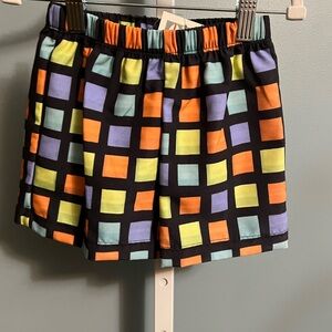 Cruz Black Grid Print Swim Shorts with Bright Squares NWT 3T